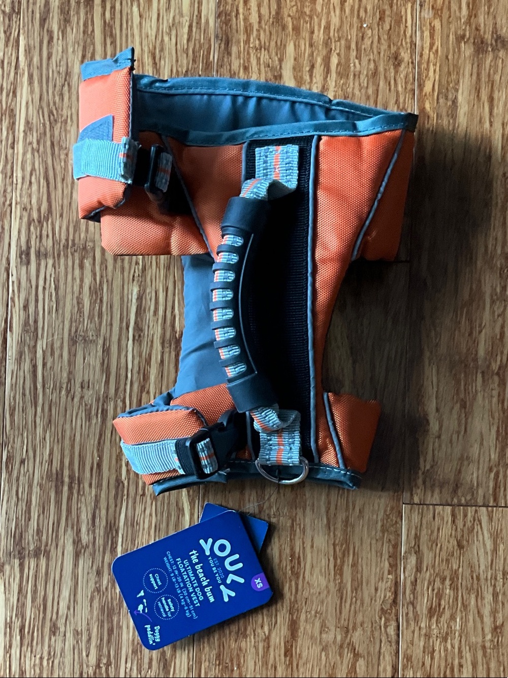 YOUZL Orange and Teal Dog Floatation Vest, XS